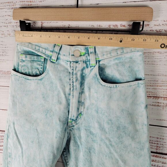 Mokuyobi Denim Jeans Women 26 Mint Green Acid Wash High Rise Tapered Pants Retro - Picture 7 of 12